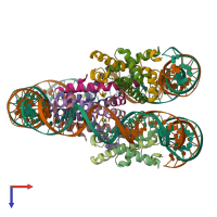 PDB entry 6m4g coloured by chain, top view.