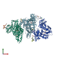 PDB entry 6m5e coloured by chain, front view.