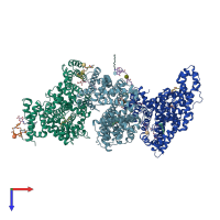 PDB entry 6m5e coloured by chain, top view.