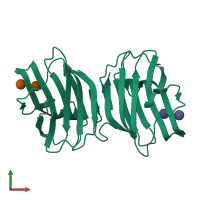 PDB entry 6m5y coloured by chain, front view.