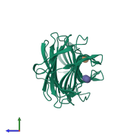 PDB entry 6m5y coloured by chain, side view.