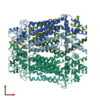 PDB entry 6m66 coloured by chain, front view.