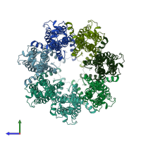 PDB entry 6m66 coloured by chain, side view.