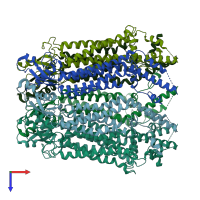 PDB entry 6m67 coloured by chain, top view.