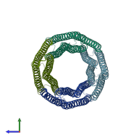 PDB entry 6m6z coloured by chain, side view.