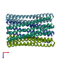 PDB entry 6m6z coloured by chain, top view.