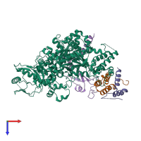 PDB entry 6m71 coloured by chain, top view.