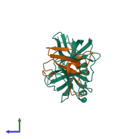 Hetero dimeric assembly 1 of PDB entry 6m78 coloured by chemically distinct molecules, side view.