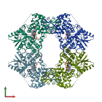 PDB entry 6m79 coloured by chain, front view.