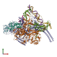 PDB entry 6m7j coloured by chain, front view.