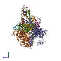 PDB entry 6m7j coloured by chain, side view.