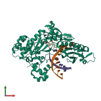 PDB entry 6m7o coloured by chain, front view.