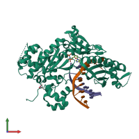 PDB entry 6m7p coloured by chain, front view.
