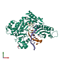 PDB entry 6m7t coloured by chain, front view.