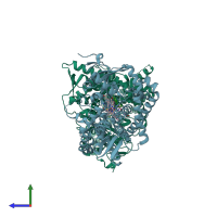 PDB entry 6m7x coloured by chain, side view.