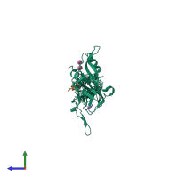 PDB entry 6m84 coloured by chain, side view.