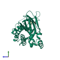 PDB entry 6m88 coloured by chain, side view.