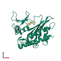PDB entry 6m89 coloured by chain, front view.
