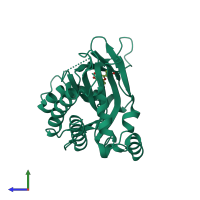 PDB entry 6m8a coloured by chain, side view.