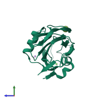 PDB entry 6m8m coloured by chain, side view.