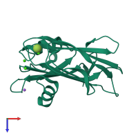PDB entry 6m8m coloured by chain, top view.