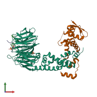 PDB entry 6m90 coloured by chain, front view.