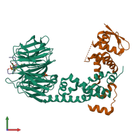 PDB entry 6m92 coloured by chain, front view.