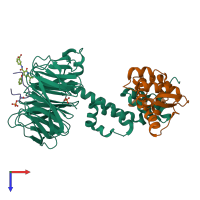 PDB entry 6m92 coloured by chain, top view.