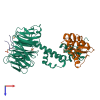 PDB entry 6m94 coloured by chain, top view.