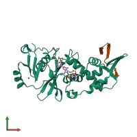 PDB entry 6maj coloured by chain, front view.