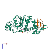 PDB entry 6maj coloured by chain, top view.