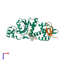 PDB entry 6mak coloured by chain, top view.