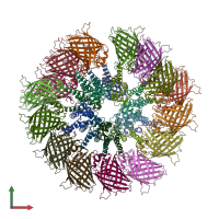 PDB entry 6mb2 coloured by chain, front view.