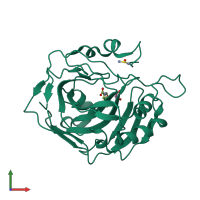 PDB entry 6mby coloured by chain, front view.