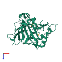PDB entry 6mby coloured by chain, top view.