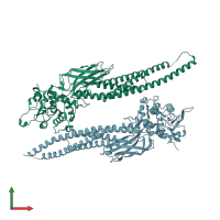 PDB entry 6mbz coloured by chain, front view.