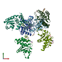 PDB entry 6mc1 coloured by chain, front view.