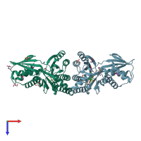PDB entry 6mde coloured by chain, top view.