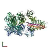 PDB entry 6mdn coloured by chain, front view.