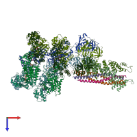 PDB entry 6mdn coloured by chain, top view.