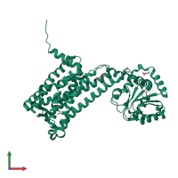 PDB entry 6me4 coloured by chain, front view.