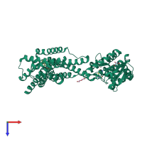 PDB entry 6me4 coloured by chain, top view.