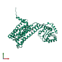 PDB entry 6me5 coloured by chain, front view.