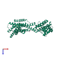 PDB entry 6me5 coloured by chain, top view.