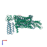 PDB entry 6me6 coloured by chain, top view.