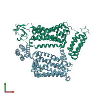 PDB entry 6me8 coloured by chain, front view.