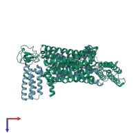 PDB entry 6me9 coloured by chain, top view.