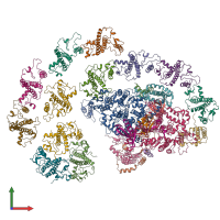 PDB entry 6mem coloured by chain, front view.