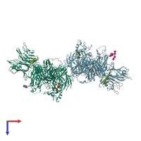 PDB entry 6mf0 coloured by chain, top view.