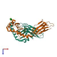 PDB entry 6mff coloured by chain, top view.